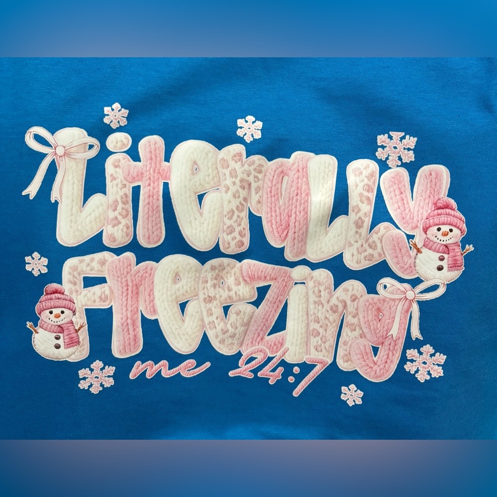 VALENTINES SPECIAL NEW XL Blue 'Literally Freezing' Graphic T-shirt